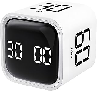 Qumox Minuteur Pomodoro Cube – Minuteur de Productivité avec Comptes à Rebours 5/10/30/60 Min, Alerte Sonore et Vibration Réglable, Chronomètre Intelligent pour Bureau, Études, Tâches, TDAH